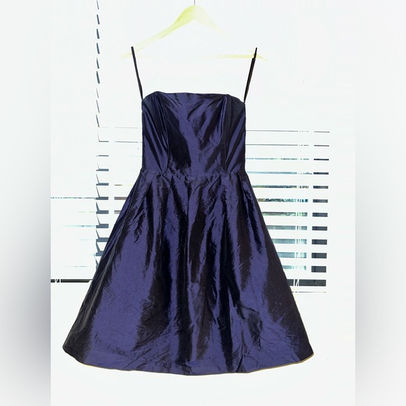 Coren Moore - Navy Strapless Silk Cocktail Dress - Picture 2 of 5